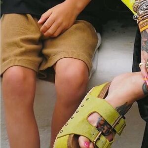 Neon green Platform Sandals with Buckles